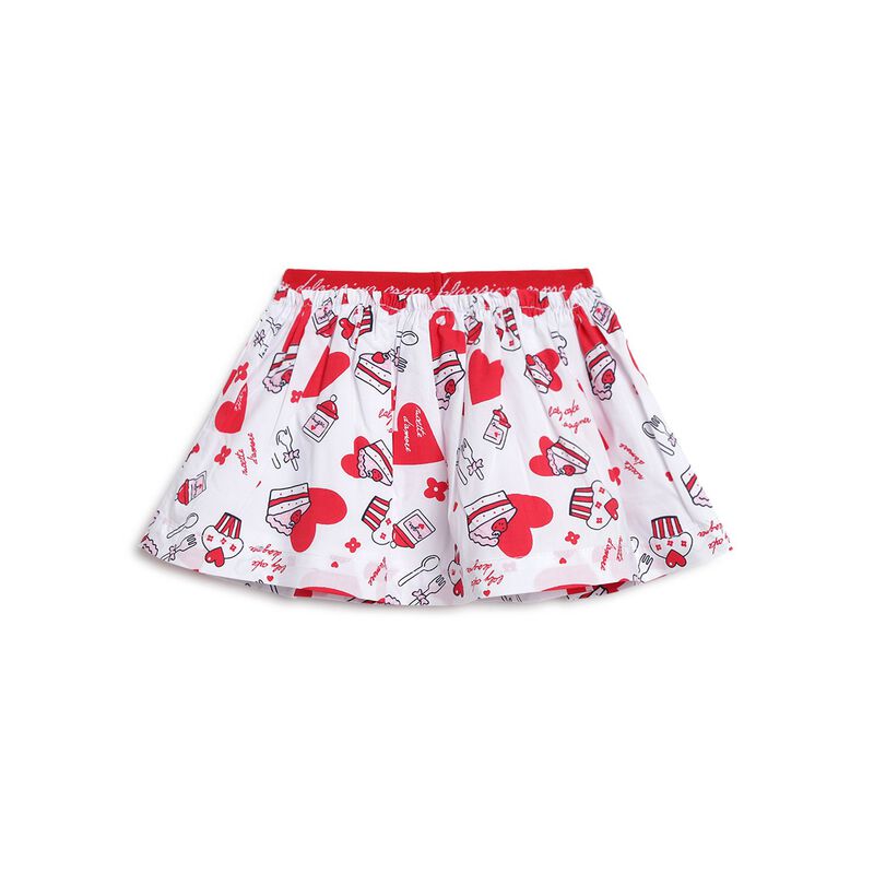Girls White & Red Woven Skirt image number 1